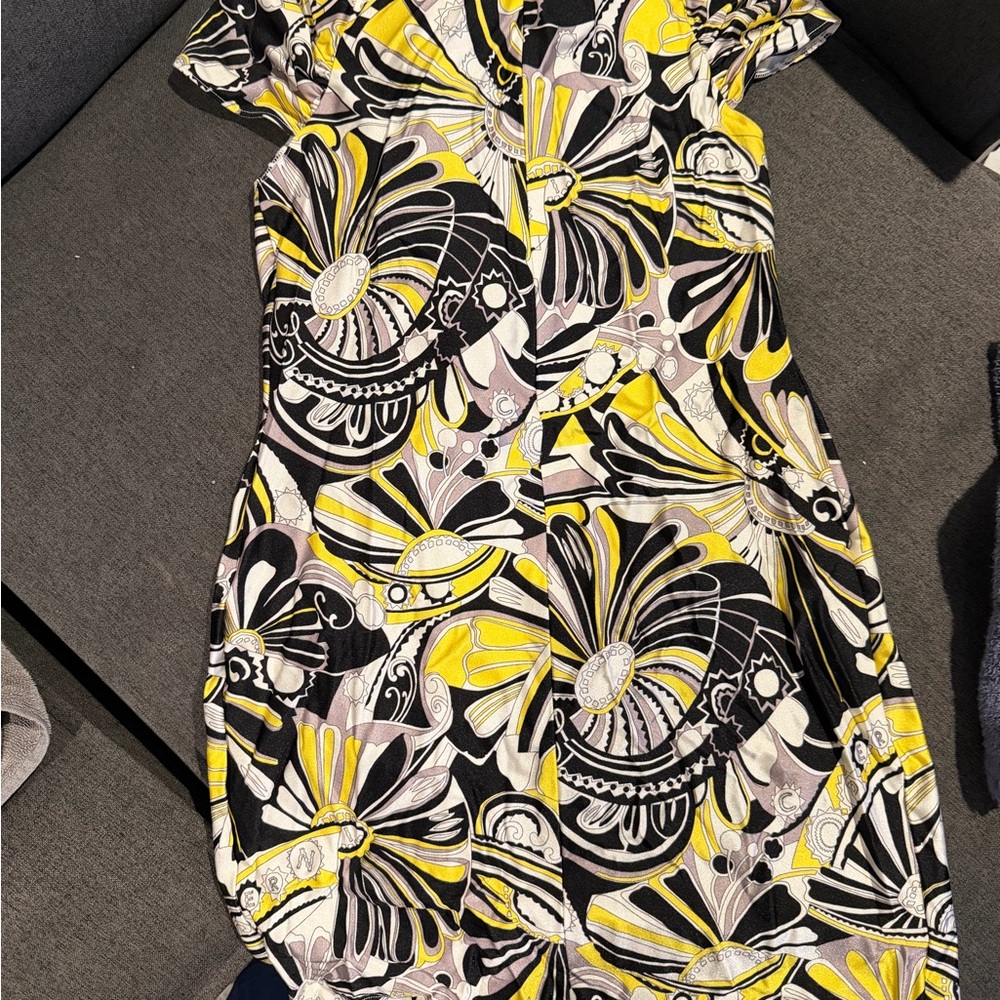 Coperni Yellow and Black Patterned Mini Dress